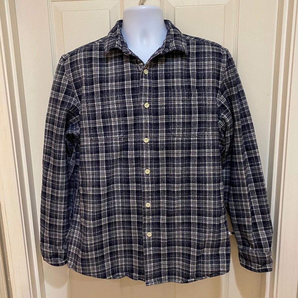 Grayers Heritage Flannels Blue Plaid Flannel Shirt Large